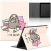 Stradvnaly Tablet Cover per iPad Air 5/4 Generation 10,9 2022/2020, Moda Cartoon Cat Pusheen Cute Motivo Design con Funzione Pelle PU Holder Flip con Regolabile Tablet Protezione Antiurto Case,Moda
