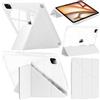 A-BEAUTY Custodia Compatibile con iPad Air 13 Pollici M4/M3/M2 (2026/2025/2024), iPad Pro 12.9 2022/2021/2020/2018 con Portapenne, Chiaro Antiurto, Supporto Pieghevole a Y 6 in 1, Bianco