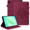 Auslbin Fiore Tab Cover per Samsung Galaxy Tab A11+/A11 Plus 2025 11 Pollici SM-X230 SM-X235 SM-X236B Protettive Retrò Custodia in Rilievo Design con Fibbia Magnetica Funzione Supporto, Rosso