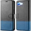 TUCCH Cover per iPhone 17e/16e Portafoglio Pelle, Nero & Azzurro | Blocco RFID, Antiurto TPU, Pieghevole Cavalletto, Slot Schede, 6,1