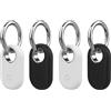 ZANTESR Smarttag2, 4 custodie in silicone per smart tag 2 con portachiavi argento, custodia per chiavi Samsung Smart Tag 2 per chiavi, animali domestici, bagagli (2 pezzi bianchi e 2 neri