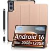 daunke Custodia per tablet Teclast T65 da 13,4 pollici, Android 16, impermeabile, antigraffio, antiurto, sottile, durevole, oro rosa