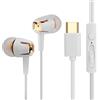ASHATA Auricolari con Filo, Tipo-C a cancellazione di Rumore in-Ear Stereo Surround Cuffie Sportive con Microfono Microfono Bassi Profondi Musica per Telefono con Porta Tipo c