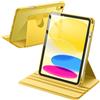 JETech Custodia Girevole per iPad (A16) 11ª/10ª Gen, Giallo | Per 2025/2022 Modello, Cover Supporto Rotante 360°, Retro Trasparente, Porta Pencil, Protezione Completa