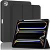 ProCase Custodia per iPad Pro 13 Pollici M5 2025 M4 2024 con Portamatita, iPad Pro 13 Modello: A2925 A2926 A3007 Triple Stand Smart Folio con Copertura Posteriore in TPU Morbido -Nero