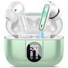 Csasan Cuffie Bluetooth, Auricolari 5.3 con HiFi Stereo, Cuffie Wireless con Mic Chiamata ENC HD, Cuffiette Bluetooth con IPX7 Impermeabile, 40 Ore Senza Fili con Display LED, Verde