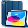 MoKo Cover per iPad (A16) 11a/10a Gen. (2025/2022), Grigio Blu | Cover Protettiva Sottile a Tre Pieghe Supporto, Caso Smart Folio con Retro TPU Morbido Touch ID Sveglia/Sonno