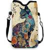 Generic Borse a tracolla in stile vintage con gatto, borsa leggera floreale per cellulare con tracolla, custodia impermeabile per telefono a tracolla con tracolla per la spalla, borsa da viaggio per amanti