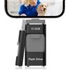 Ryican Chiavetta USB per Phone 512GB USB 3.0 Pendrive Dati Protetti da Password Photostick 4 in 1 Pennetta Memoria USB con Type C-Phone/OTG Android/PC/Laptop Backup Rapido con un Solo Clic