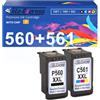 Tito-Express EcoSerie Tito-Express PG-560 XL CL-561 XL Cartucce per stampante nere e colorate compatibili con Canon Pixma TS5350i, TS5350a, TS7450i, TS7450a, TS5355a, TS5351i, TS5351a, TS7350, TS7451i, TS7451a 2pack Crick