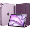 MoKo Cover per iPad Air 11 Pollici (M4/M3/M2) 2026/2025/2024 con Portapenna | Cover per iPad Air 5a/4a Gen 10,9 2022/2020, Custodia iPad Air Trifold Leggera con Retro PC Rigido Traslucido, Viola Scuro