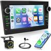 Hodozzy Autoradio per Opel Astra Corsa Zafira Meriva Vivaro Combo Antara | AM/FM/RDS Radio con CarPlay Android Auto Wireless, 2 DIN Bluetooth Schermo Touchscreen 7 Pollici, e Telecamera