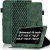 Vkooer Custodia universale per tablet da 10 pollici, in pelle di alta qualità, per tablet da 9,7, 10,1, 10,3, 10,4, 10,5, colore: verde scuro