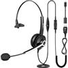 Wantek Cuffie USB con microfono, Cuffie PC con microfono per ufficio e lavoro, riunioni, videoconferenze, telelavoro, call center, Skype, Zoom