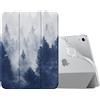 MoKo Cover per iPad (A16) 11a Gen./10a Gen.2025/2022, Foresta Grigia | per iPad Cover in TPU e Pelle PU Semi-Trasparente Sostegno Supporto Sottile con Morbido TPU Cover con Auto Svegliati/Sonno