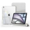 RosMank Custodia per iPad Air 13 inch M4/M3/M2(2026/2025/24)/iPad Pro 12.9 inch(6th/5th/4th,2022/21/20)con Portapenne,Tablet Supporto Funzione,Custodia Trasparente,PU Protezione per lo Schermo,Grigio