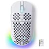 TMKB Technology Mechanical KeyBoard TMKB M1 Mouse Wireless Gaming,Mouse Tre Modalità 2.4 G/USB-C/Bluetooth Fino 24000 DPI,Retroilluminazione RGB,Mouse Ergonomico con 6 Pulsanti Programmabili,Ultra Leggero per Win/Mac-Bianco