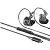 Opatiny Auricolari da gioco cablati con cavo staccabile e microfono, monitor in-ear HiFi, isolamento acustico, cuffie per PC e console mobile (C)