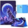 CASAFUNY Custodia per Samsung Galaxy Tab A7 10.4 2022/2020, Custodia Protettiva Magnetica Cover Ultra Sottile con TPU Copertura per SM-T509/SM-T503/SM-T500/SM-T505, Lupi notturni