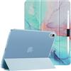 HGWALP Custodia per iPad (A16) 11a generazione 11 2025/iPad 10a generazione 10.9 2022, Cover del supporto con retro traslucido duro, sonno automatico/sveglia&Titolare dello stilo-Blu marmo