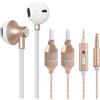 ibrain Cuffie con tubo d'aria, senza elettromagneti, auricolari con cavo per modalità di ascolto sicura, cuffie con isolamento acustico, auricolari in-ear con microfono, colore oro