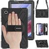 BRAECN Cover Tablet per Samsung A7 Lite- Galaxy Tab A7 Lite 8.7 2021 Nero | Custodia Antiurto, Supporto Girevole a 360°, Cinturino da Polso, Tracolla, Multifunction Rugged, con Maniglia, Resistente