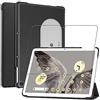 ebestStar - Cover per Google Pixel Tablet, Custodia Protezione Flip Magnetica, Slim Case Sottile Pelle PU, Nero + Vetro Temperato
