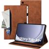 Auslbin Cover per Samsung Galaxy Tab A9 + A9 Plus 11 2023, Pelle PU adatta per SM-X210/SM-X215, Stile classico con supporto, Marrone