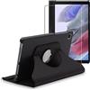 ebestStar - Cover per Samsung Galaxy Tab A7 Lite 8.7 T220 T225, Custodia Protezione Rotazione 360, Pelle PU, Nero + Vetro Temperato
