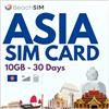 BeachSIM Carta SIM Asia 30 giorni. 10 GB di Dati Solo a Velocità 4G/5G. Roaming 0 In 9+ Paesi in Asia. Attivazione Rapida. Facile da Ricaricare. Funziona Su dispositivi iOS e Android