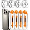 Generic Confezione da 4 pellicole proteggi schermo per iPhone 16 Pro Max [custodia per telefono], confezione da 4 pellicole protettive in vetro temperato per obiettivo della fotocamera Apple