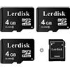 Lerdisk Confezione da 3 Schede Micro SD | Per Lettori MP3, Telefoni Obsoleti & Dispositivi SD | IP65, Antishock e Certificato CE (4GB (Class 6))