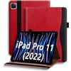 ONETHEFUL Custodia Cover per iPad Pro 11 (2022/2021/2020/2018) Protettivo con Pencil Holder Supporto in Pelle PU Compatibile per iPad Pro 11 (4a/3a/2a/1a Generazione) Auto Svegliati/Sonno Rosso
