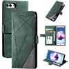 QiongniAN Custodia per Huawei Enjoy 7S ,Custodia in Pelle Custodia per Huawei P Smart FIG-L03 FIG-LX2 FIG-L21/L22 FIG-LX1/LX3 FIG-LA1 / Honor 9 Lite LLD-L22A LLD-L31 / Nova Lite 2 Custodia Cover Case Green