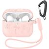 Generic Design floreale compatibile con AirPods Pro 3 custodia con portachiavi/cinturino da polso, Pro 3a generazione [2025] custodia protettiva in silicone per cuffie supporta la ricarica wireless, rosa