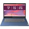 Lenovo IdeaPad Slim 3 Chrome 14M868 - Laptop 14 pollici FHD (MediaTek Kompanio 520, 4GB RAM, 64GB SSD, Arm Mali-G52 2EE MC2 GPU, Chrome OS) versione francese AZERTY Keyboard - Blu