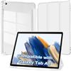 EspZanthic Custodia per Samsung Galaxy Tab A8 10,5 Pollici 2021 (SM-X200/X205/X207) con S Pen Holder, Chiaro Trasparente Retro Conchiglia Sottile Antiurto Tablet Cover, Auto Sveglia/Sonno, Argento