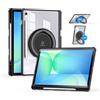 RollinCase Custodia per Samsung Galaxy Tab S10 Lite/ S10 FE 10.9 / S9 FE 10.9 / S9 11 pollici, girevole a 360° con supporto e maniglia, retro in policarbonato trasparente, Nero