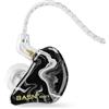 BASN Cuffie auricolari a triplo conduttore per musicisti, auricolari con isolamento acustico con custodia IEM e 2 cavi staccabili (bianco nero)