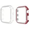 Generic Confezione da 2 custodie scintillanti da 45 mm, 44 mm, 42 mm, 41 mm, 40 mm, 38 mm, compatibile con Apple Watch Series 10/9/8/7/6/5/4/3/2/1, custodia per orologio con strass (rosa + trasparente, 42 mm)