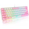 KUIYN Tastiera da gioco RGB cablata al 60%, 61 tasti portatile con 11 luce RGB cromatica, copritasti flottante in ABS, tasti anti-ghosting completi, sensazione meccanica USB per PC Windows bianco rosa