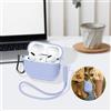 Generic Compatibile con custodia AirPods Pro di 2a/1a generazione, cuffie in morbido silicone con portachiavi, cinghia da polso, protezione completa per auricolari per Airpods Pro 2 Gen-viola