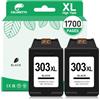 COLORETTO 303XL Cartucce per HP 303 XL Envy 6232 6220 6234 Nero 2 Pack | Compatibile con HP Envy Photo 6200 7100 7130 7134 7800 7830 7834 6230WiFi Tango Tango X Cartuccia