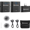 Sevenoak Microfono Lavalier senza fili, cancellazione del rumore/guadagno, microfono Lapel Wireless per fotocamera PC Smartphone YouTube Video Vlog Live Stream SKM-S2 U (2 trasmettitore +1 ricevitore)