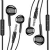 WEB world electronic business Set 2 pezzi - Cuffie Auricolari Stereo con Microfono Integrato e Filo da 1.1m - Universali con Jack da 3,5 mm - Colore Nero