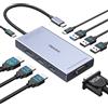 Melelink Docking Station USB C 9 in 1, Hub Multiporta per Laptop con Triplo Display 2 HDMI, DisplayPort 8K, VGA, PD 100W, Adattatore USB C per Dell, HP, Lenovo