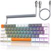 ZIYOU LANG T60 Tastiera da Gioco Cablata con Cavo USB C a Spirale, Compact 60% UK Layout(QWERTY), 19 Rainbow RGB LED Light Up Tastiera Meccanica Linear Rosso Switch Mini 62 Tasti per PC Mac - Blu