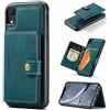 HERCN PU Custodia in Pelle per iPhone XR 6.1;Porta Carte Rimovibile -Cavalletto -Cover per Cellulare Funzionale con Piccolo Portafoglio Magnetico Unico. (Blu)