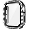 Generic Custodia a doppia fila diamantata compatibile con Apple Watch 46 45 44 42 41 40 mm, custodia protettiva con protezione schermo integrata per serie 11/10/9/8/7/6/5/4/3 (nero, serie 10/11, 42 mm)