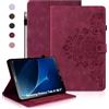 Auslbin Custodia per Samsung Galaxy Tab A6 (2016) 10.1, Cover Protettive Retrò Tab A6 2016 T580/T585 in Tinta Unita in Rilievo, Design con Fibbia Magnetica, Funzione Supporto, Rosso